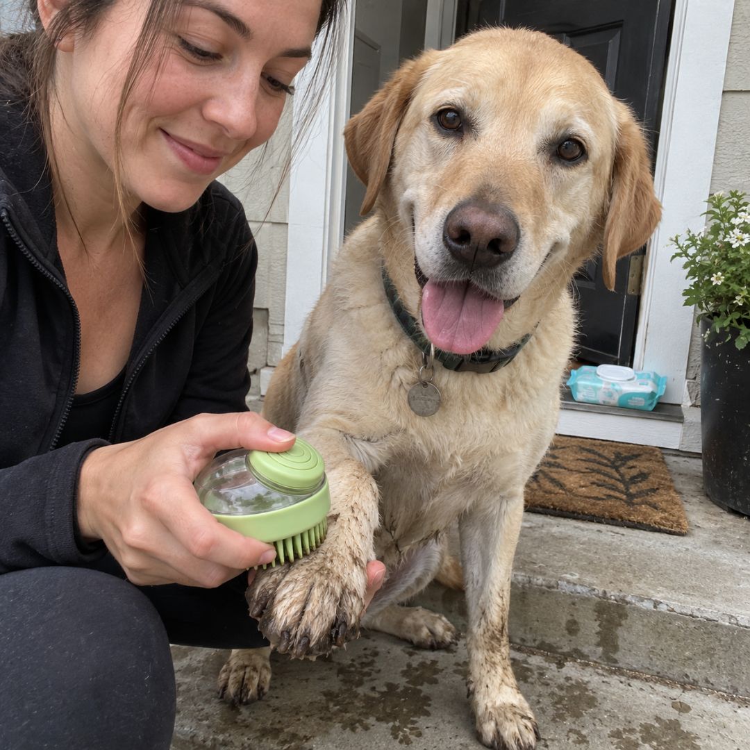 Post-Walk Paw Cleaner Kit — Water Brush + Microfiber Towel